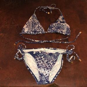 Tory Burch navy and white bikini